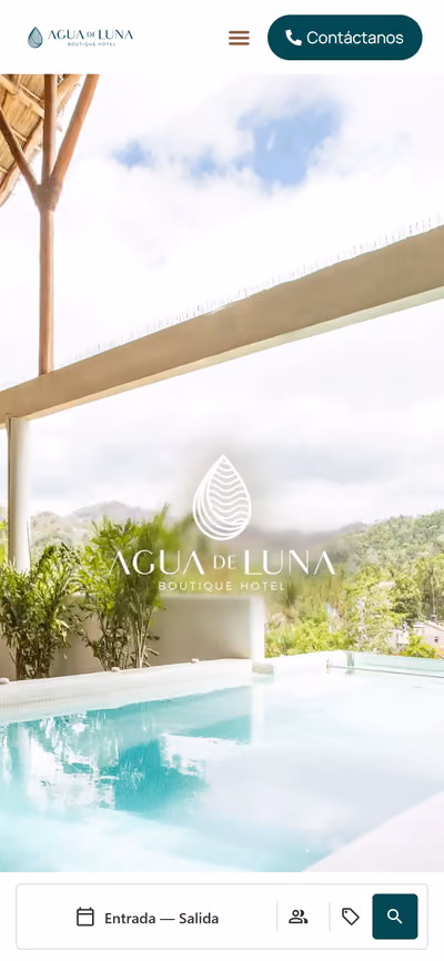 Web de Agua de Luna Hotel Boutique en móvil: página de inicio