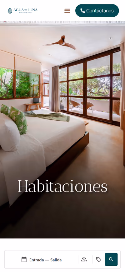 Web de Agua de Luna Hotel Boutique en móvil: otra página