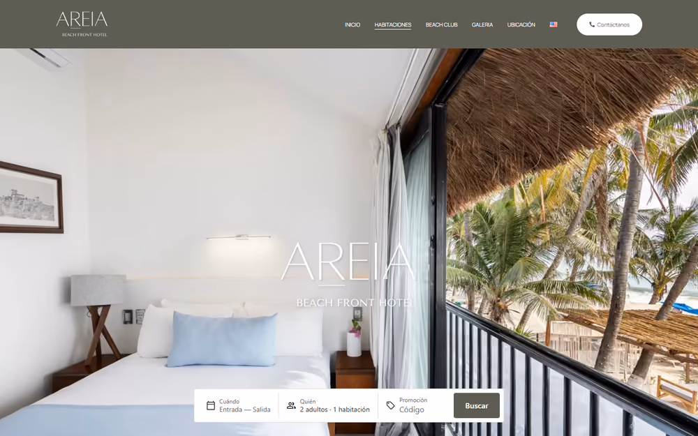 Otra página de la web de Areia Beachfront Hotel en ordenador