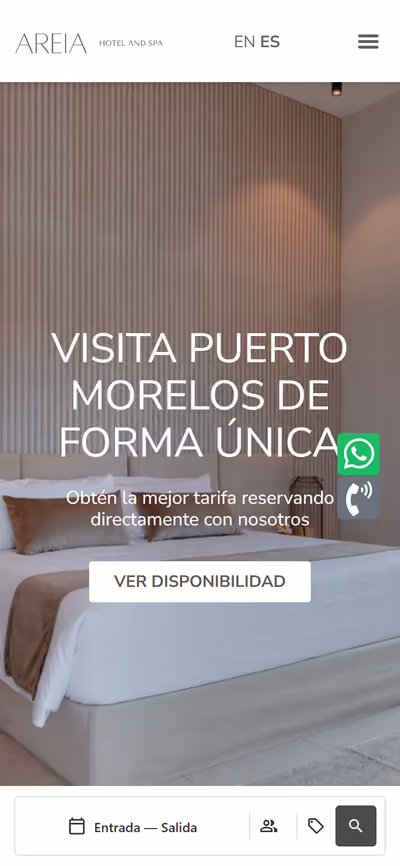 Web de Areia Hotel en móvil: otra página
