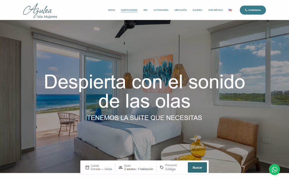Otra página de la web de Azulea Hotel en ordenador