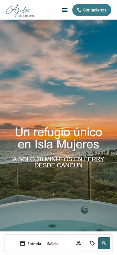 Web de Azulea Hotel en móvil: página de inicio