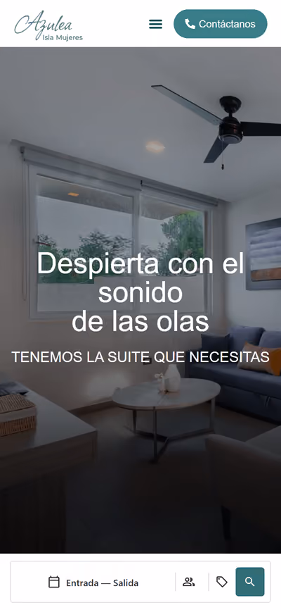 Web de Azulea Hotel en móvil: otra página