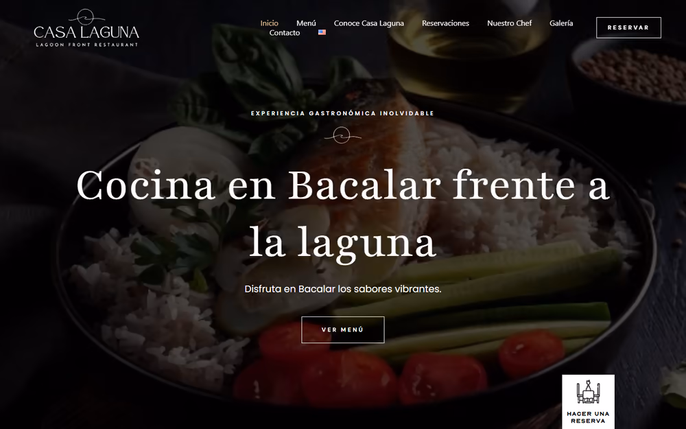 Página de inicio de la web de Casa Laguna Restaurante en ordenador