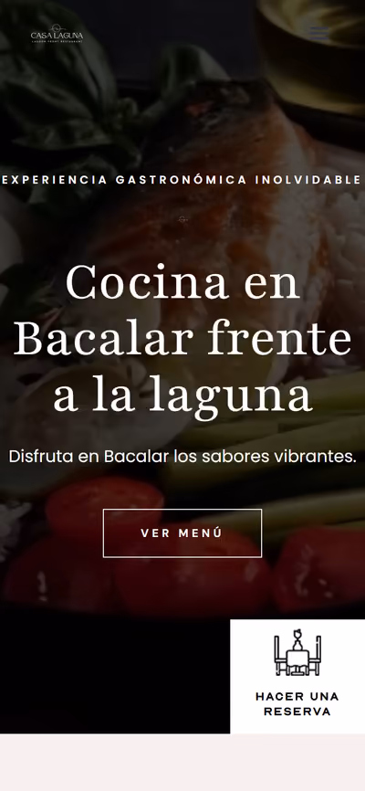 Web de Casa Laguna Restaurante en móvil: página de inicio