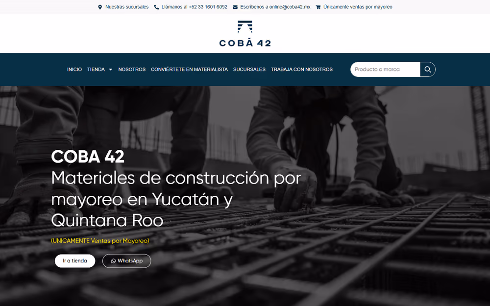 Página de inicio de la web de Coba 42 en ordenador