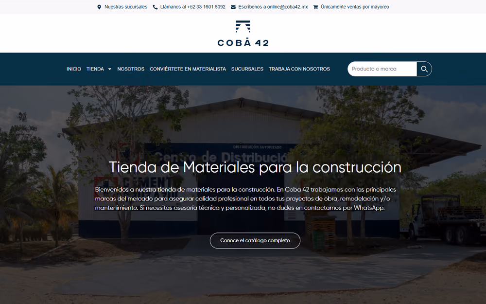 Otra página de la web de Coba 42 en ordenador