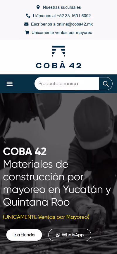 Web de Coba 42 en móvil: página de inicio