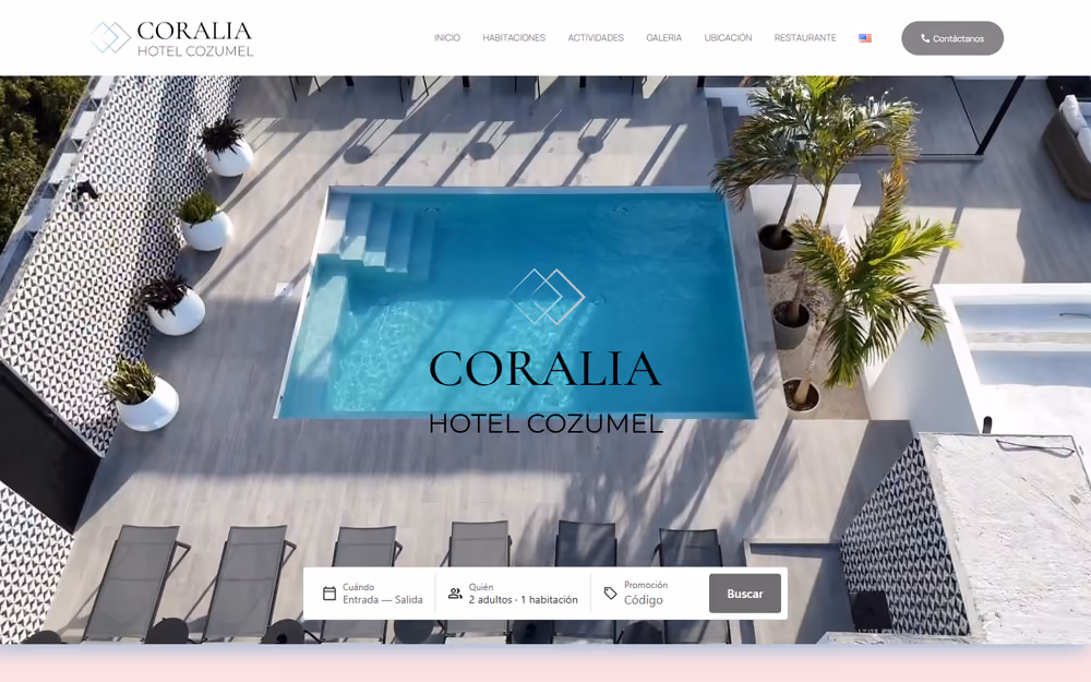 Página de inicio de la web de Coralia Hotel Cozumel en ordenador