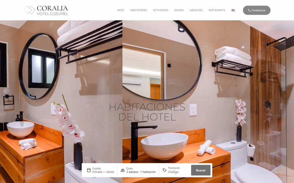 Otra página de la web de Coralia Hotel Cozumel en ordenador