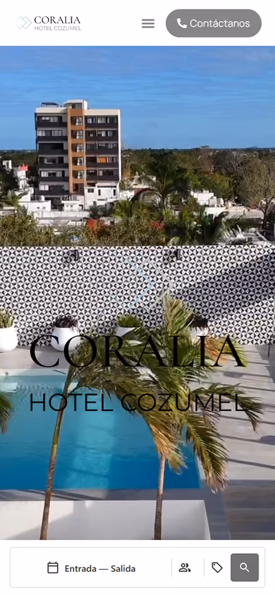 Web de Coralia Hotel Cozumel en móvil: página de inicio