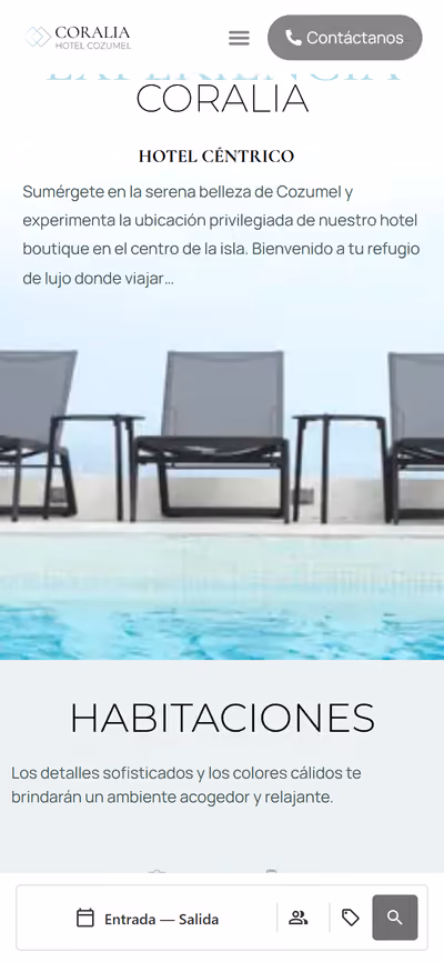 Web de Coralia Hotel Cozumel en móvil: página de inicio