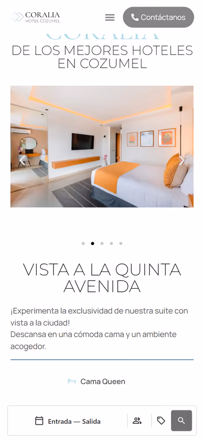 Web de Coralia Hotel Cozumel en móvil: otra página