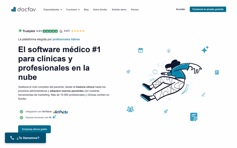 Página de inicio de la web de Docfav en ordenador