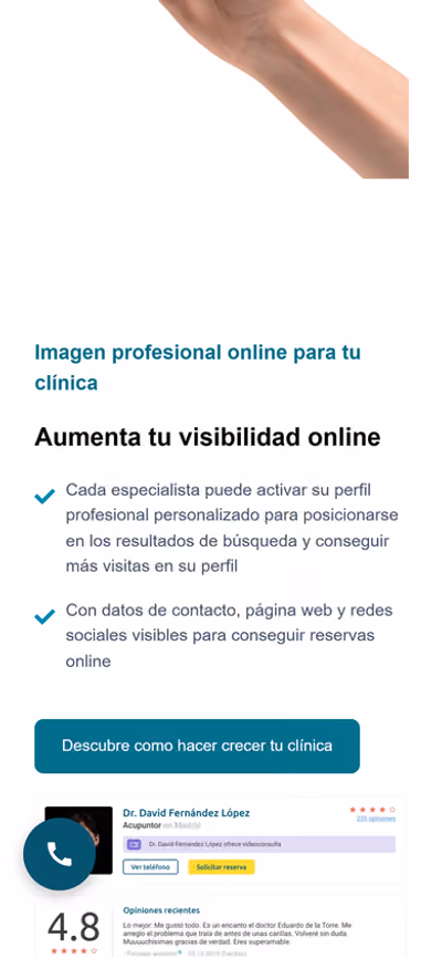 Web de Docfav en móvil: otra página