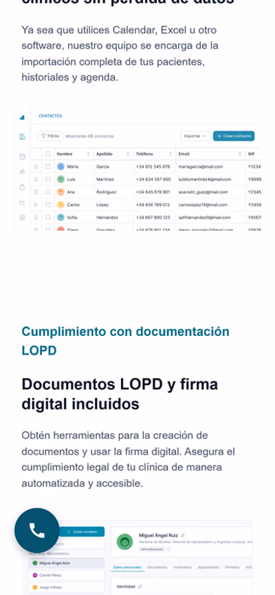 Web de Docfav en móvil: página de inicio