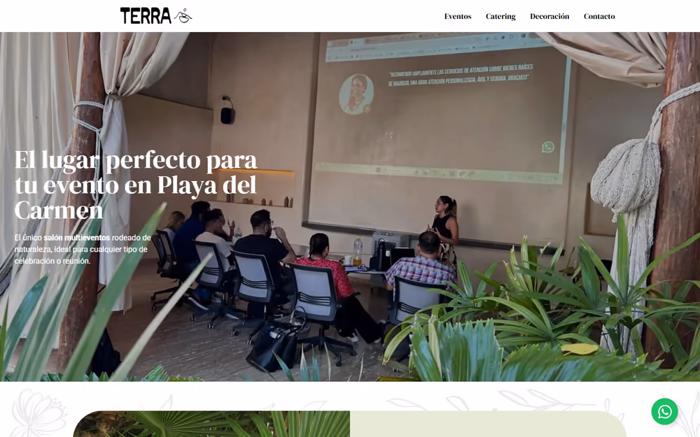 Página de inicio de la web de Eventos Terra en ordenador