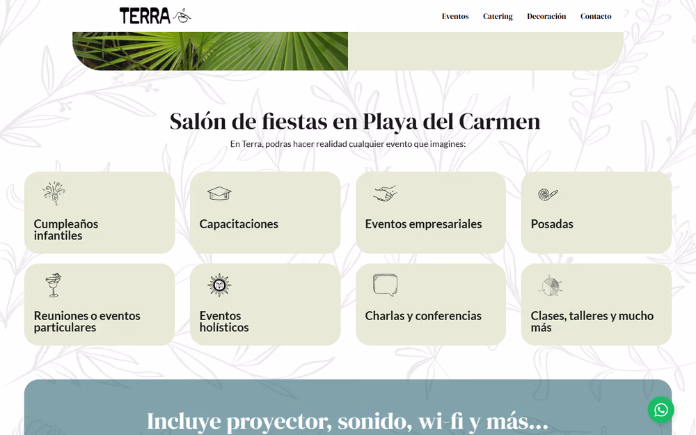 Otra página de la web de Eventos Terra en ordenador