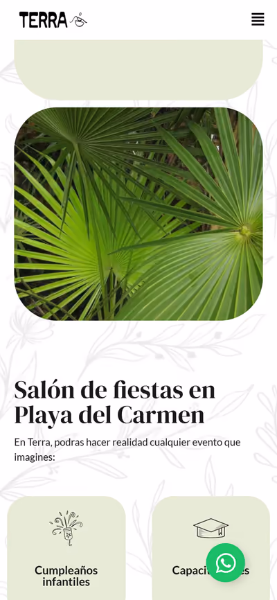 Web de Eventos Terra en móvil: página de inicio
