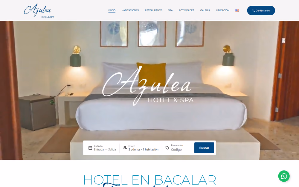 Página de inicio de la web de Hotel Azulea en ordenador
