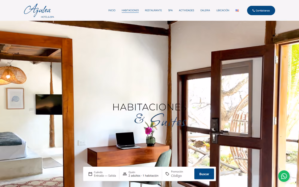 Otra página de la web de Hotel Azulea en ordenador
