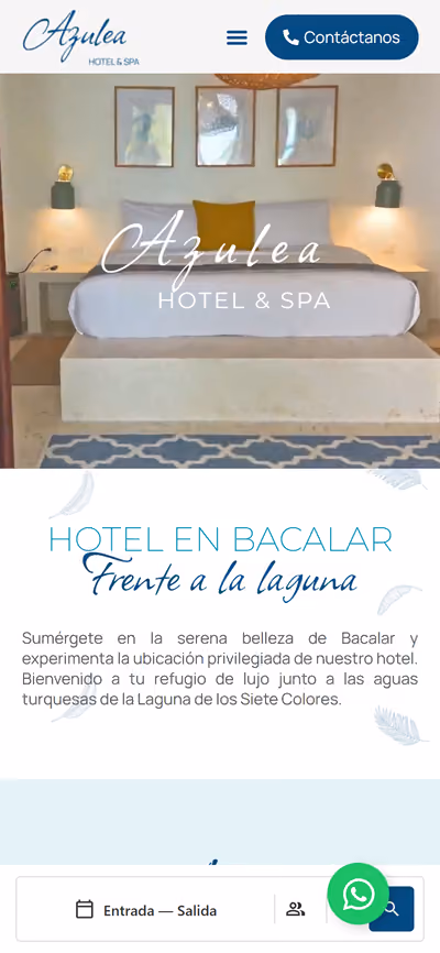 Web de Hotel Azulea en móvil: página de inicio