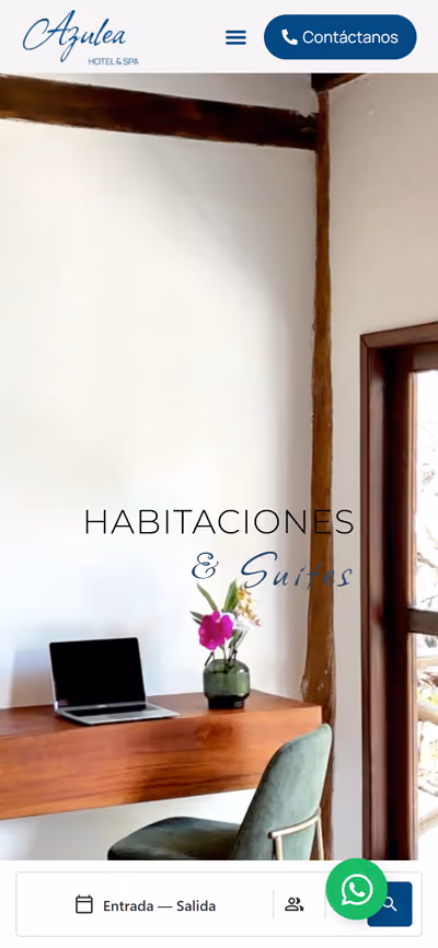 Web de Hotel Azulea en móvil: otra página