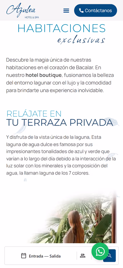 Web de Hotel Azulea en móvil: otra página