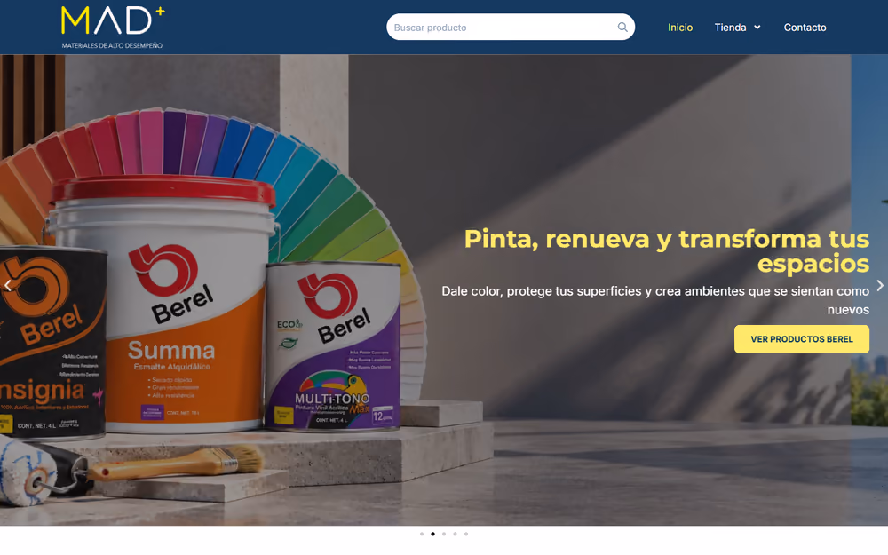 Página de inicio de la web de Mad Materiales en ordenador