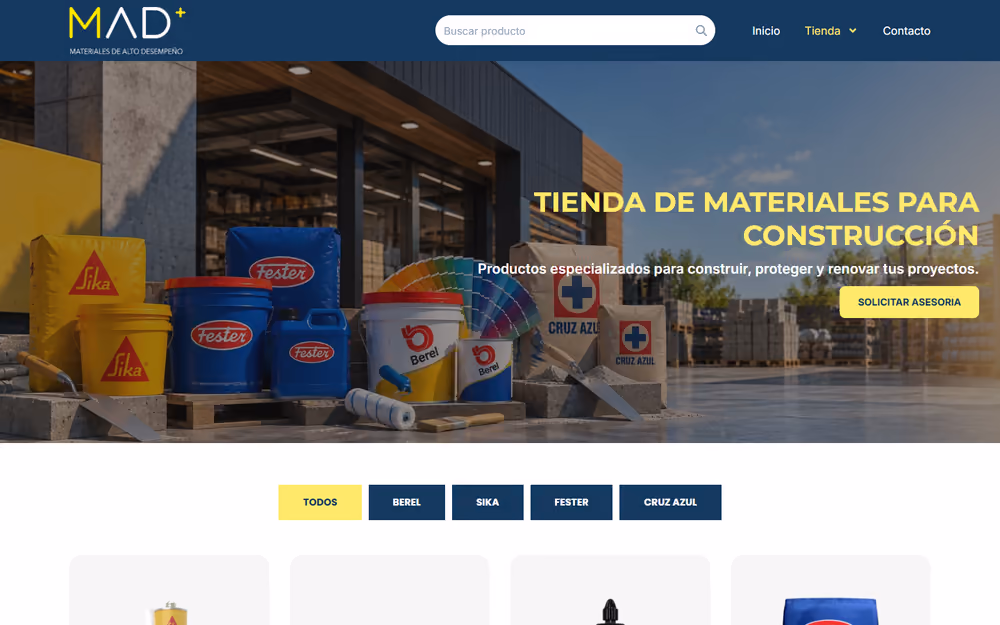Otra página de la web de Mad Materiales en ordenador