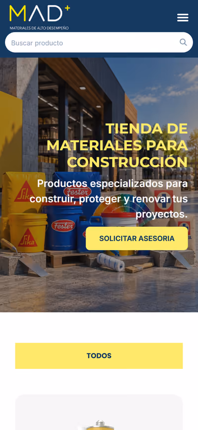 Web de Mad Materiales en móvil: otra página