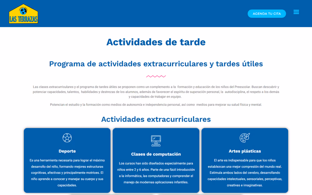 Otra página de la web de Preescolar Las Terrazas en ordenador