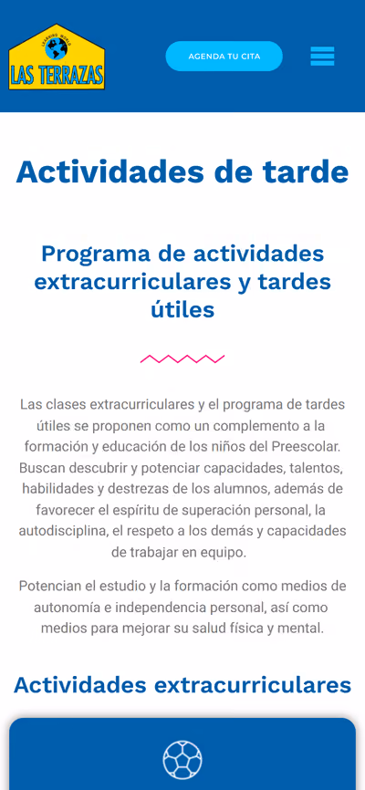 Web de Preescolar Las Terrazas en móvil: otra página