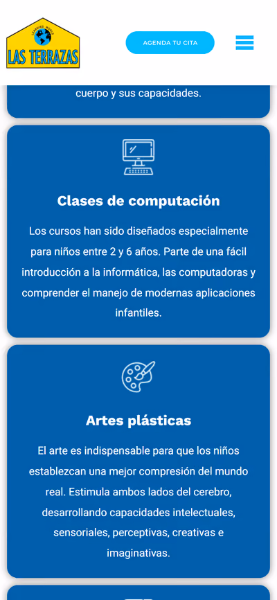 Web de Preescolar Las Terrazas en móvil: otra página