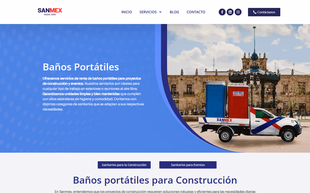 Otra página de la web de SanMex en ordenador