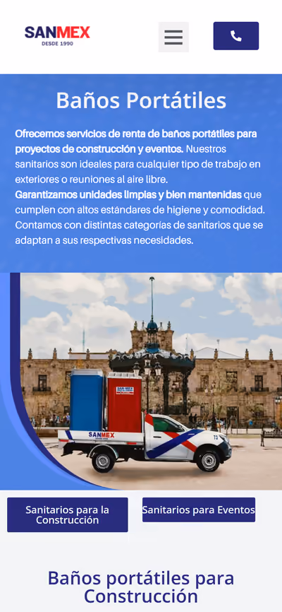 Web de SanMex en móvil: otra página