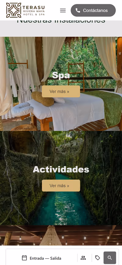 Web de Terasu en móvil: página de inicio
