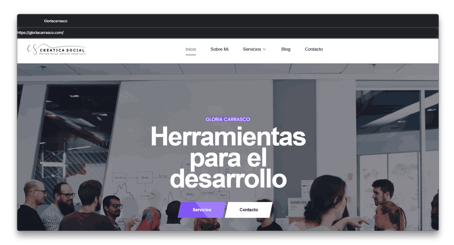 Captura de la pagina de inicio de la web de Gloria Carrasco