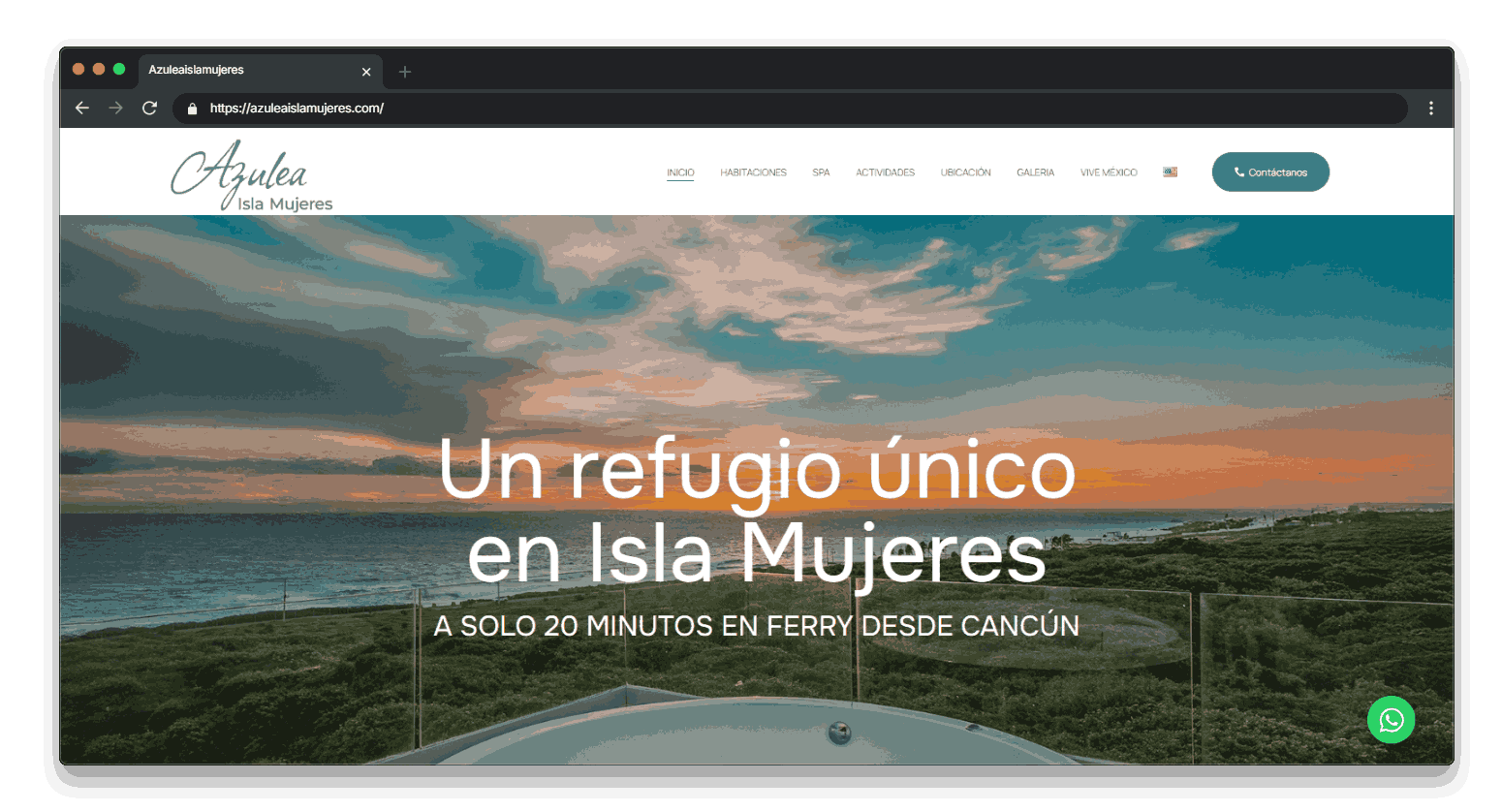 Captura de la pagina de inicio de la web de Isla Mujeres