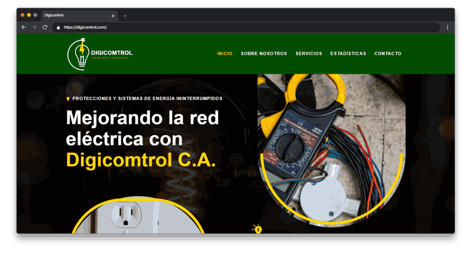 Captura de la pagina de inicio de la web de Digicomtrol