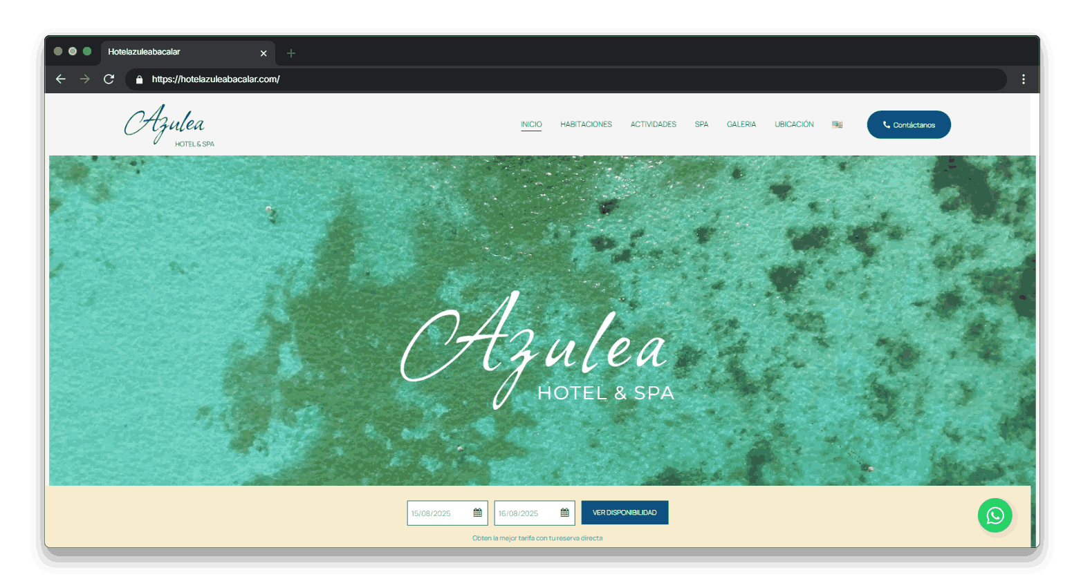 Captura de la pagina de inicio de la web de Azulea