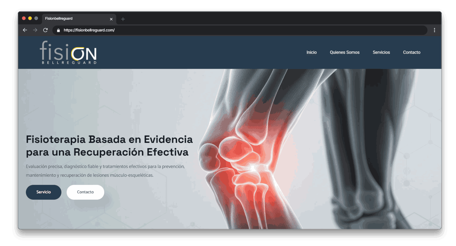 Diseño web de Fision, mostrando una interfaz moderna y atractiva en un dispositivo digital.