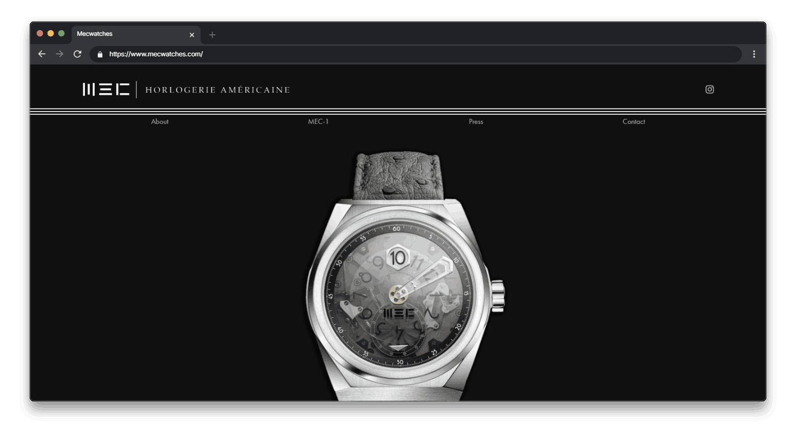 Captura de la pagina de inicio de la web de MEC Watches